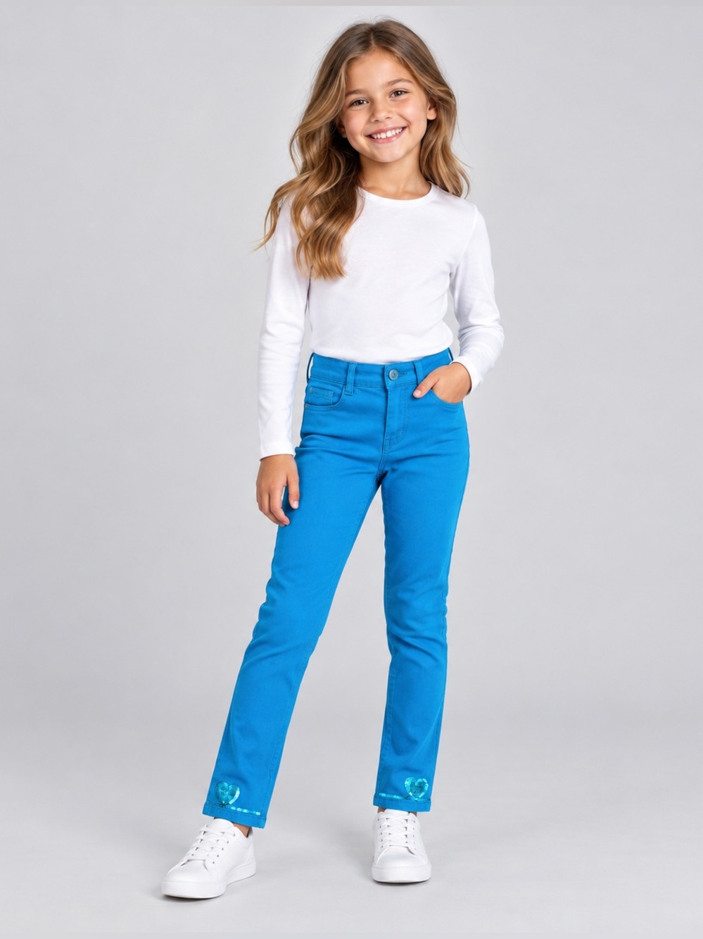 Gymboree Turquoise Skinny Jeans with Heart Trim